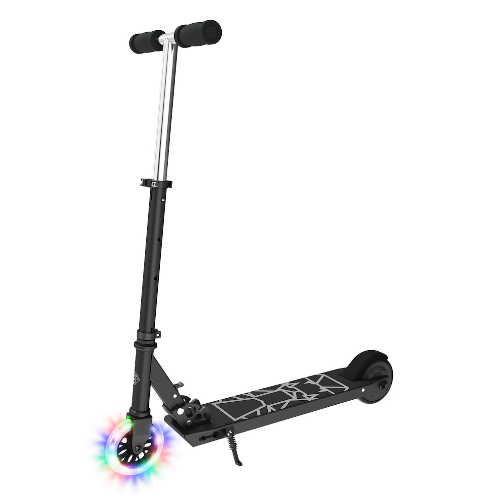 The SWAGTRON SK3 Kid Electric Scooter features a front light-up LED wheel.
