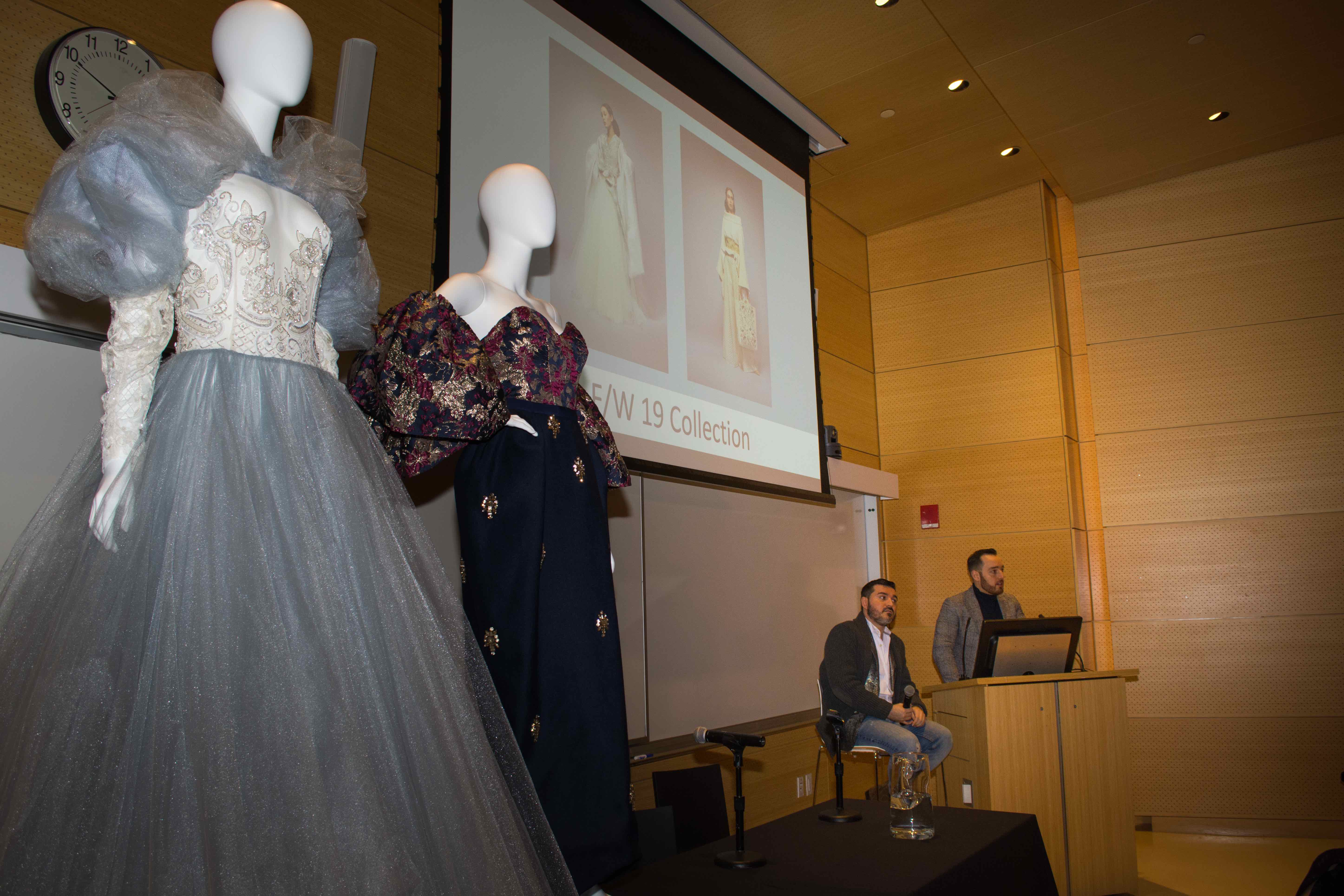 Kade Johnson and Sergio Guadarrama (fashion designers, Celestino), speaking about their dresses