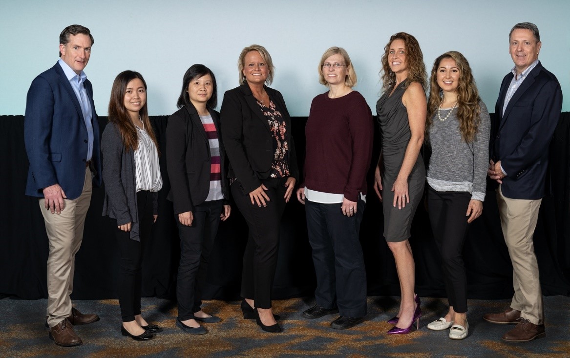 2019 Tax Transformer Finalists pictured from left to right: Ted Pacheco, CSC Corptax; Lily Kong and Iris Lung, Farmers Insurance Group; Michelle Downs, CNO Financial Group; Grand Prize Winner Heidi Sc