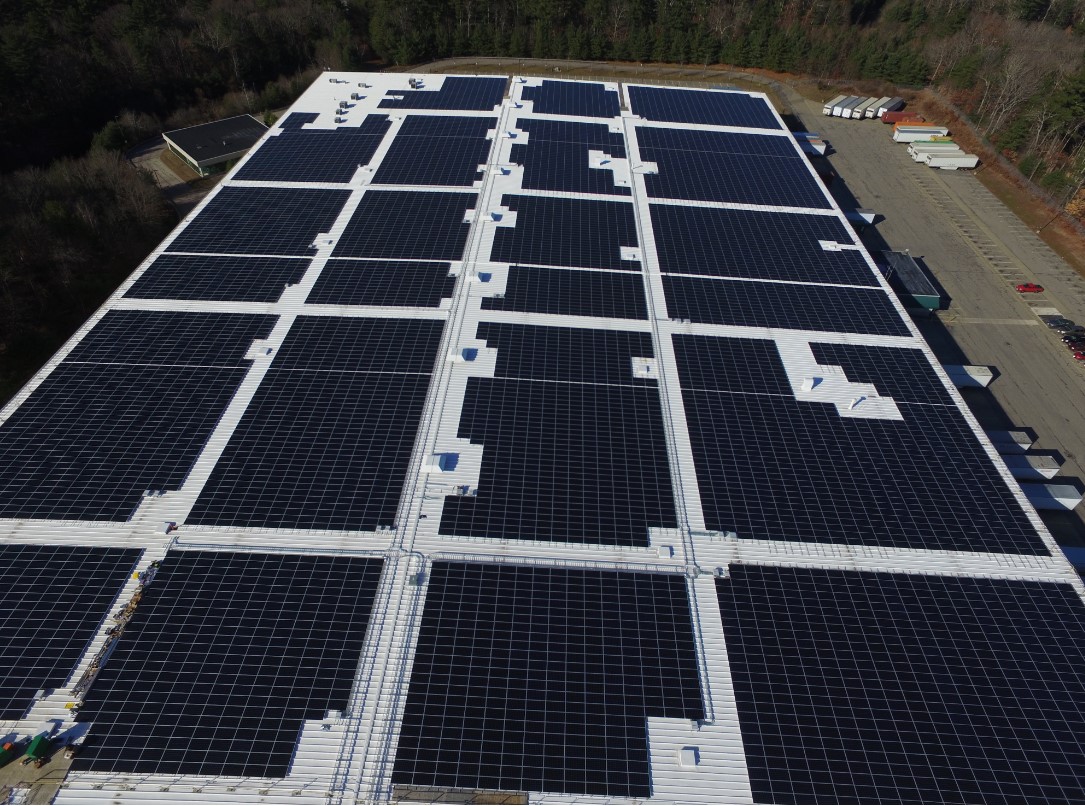 Rooftop solar PV array in Bristol County, MA