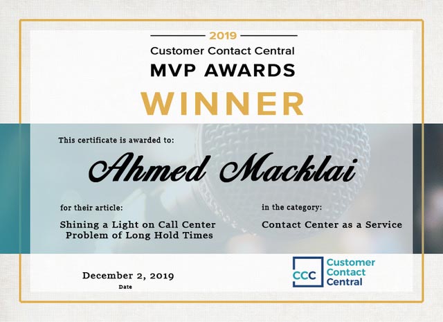 2019 Customer Contact Central MVP AWARDS