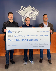 Special Olympics Massachusetts Athlete, Tyler Lagasse, receives a check for $10,000 from RagingBull.com Foundation