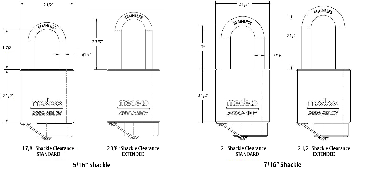 The All Weather Padlock is available in 5/16" or 7/16" diameter shackles in regular or extended lengths.