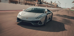 2020 Lamborghini Huracan grey driving on track