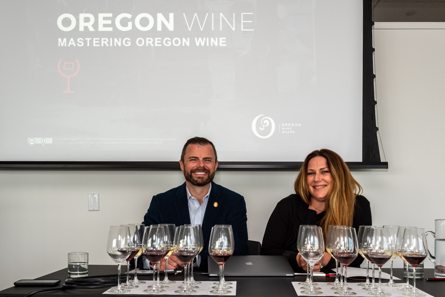 Chris Tanghe, MS, and Bree Stock, MW, leading an Oregon Wine Masterclass