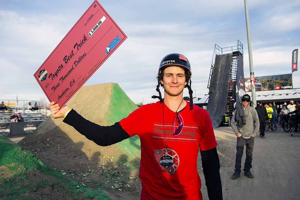 Monster Energy's Andy Buckworth Pulls No-handed Double Backflip for Best Trick Victory at the BMX Toyota Triple Challenge in Anaheim