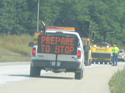 ATS portable changeable message sign alerts drivers that they may have to brake.
