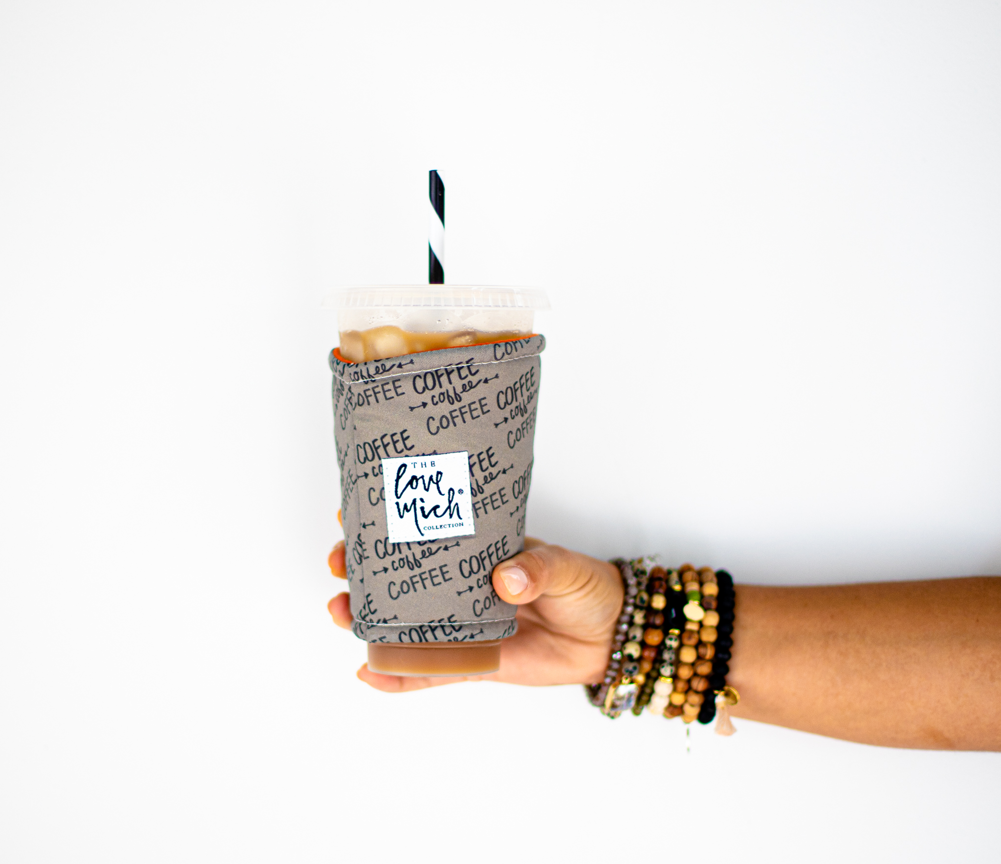 These Coffee Cozies are not only stylish and eye-catching but work to keep iced coffees cold!