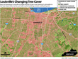 Map showing Louisville's tree canopy depletion in 2012