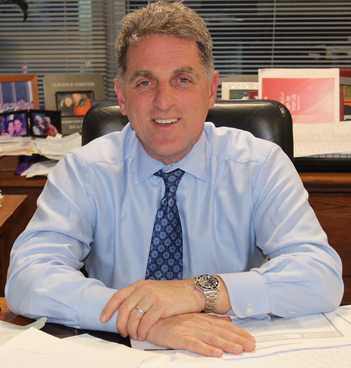 Daniel Wollman, CEO, Gumley Haft, at his desk of the property management company he leads serving coops and condos in New York.