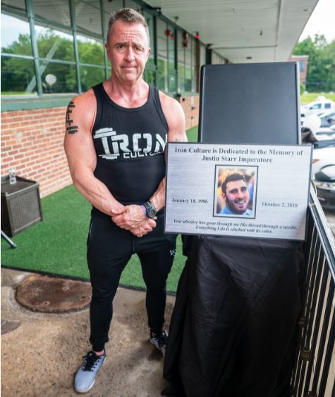 Arthur Imperatore Jr., partner at Iron Culture, honors late son during the gym's grand opening in June 2019.
