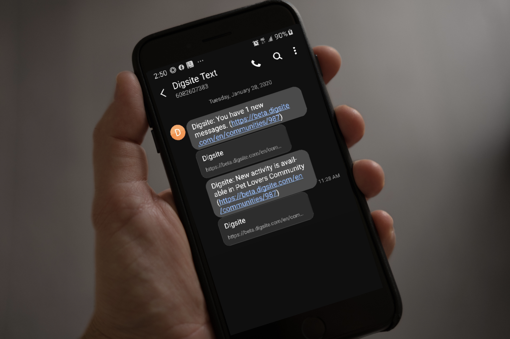 Digsite's SMS Notifications