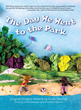Front book cover for origami picture book "The Day We Went to the Park" by Linda Stephen and Christine Manno (Handersen Publishing, February 2020). Shows summer park by the lake with girls playing soccer on a beach and kites flying behind the trees. All a