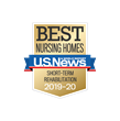Logo with text reading Best Nursing Homes U.S. News & World Report, Short-Term Rehabilitation, 2019-20