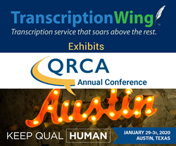 TranscriptionWing showcased their transcribing services as an exhibitor at the 2020 QRCA Annual Conference