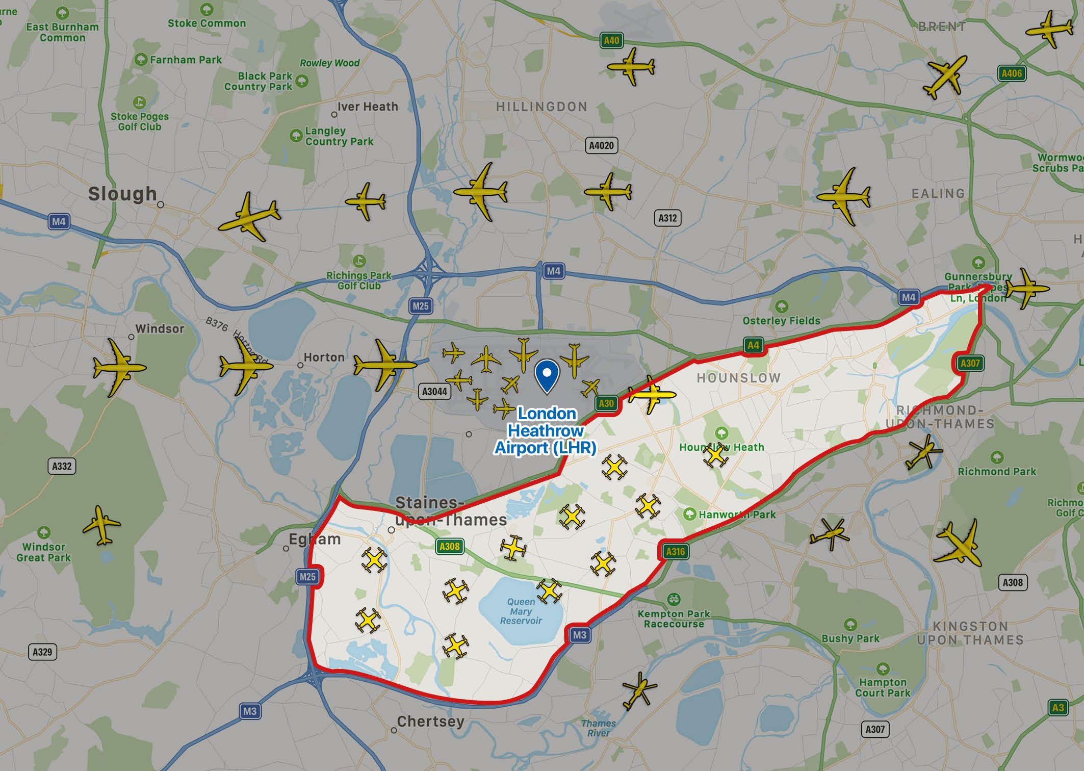 Drones operating in close proximity to an international airport, integrated into air traffic management system