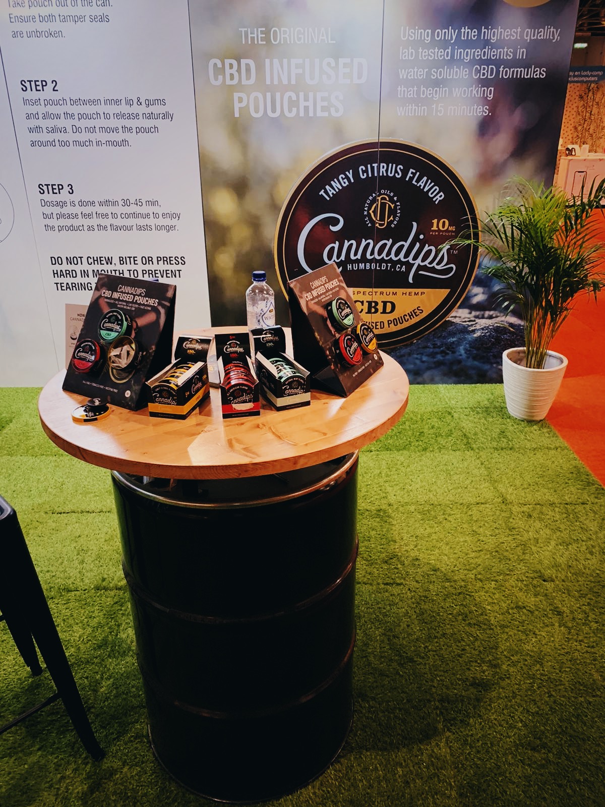 Cannadips Europe in-mouth CBD pouches being displayed.