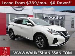 Exterior view of a white 2020 Nissan Murano at Boucher Nissan of Waukesha