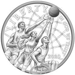 2020 Basketball Hall of Fame Commemorative Coin Obverse