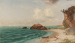 John Frederick Kensett (1816–1872), "New England Coastal Scene with Figures," 1864, featured in the exhibition "TEN GREAT AMERICAN PAINTERS and Their Brilliant Rivals: The Historic Hudson River School"