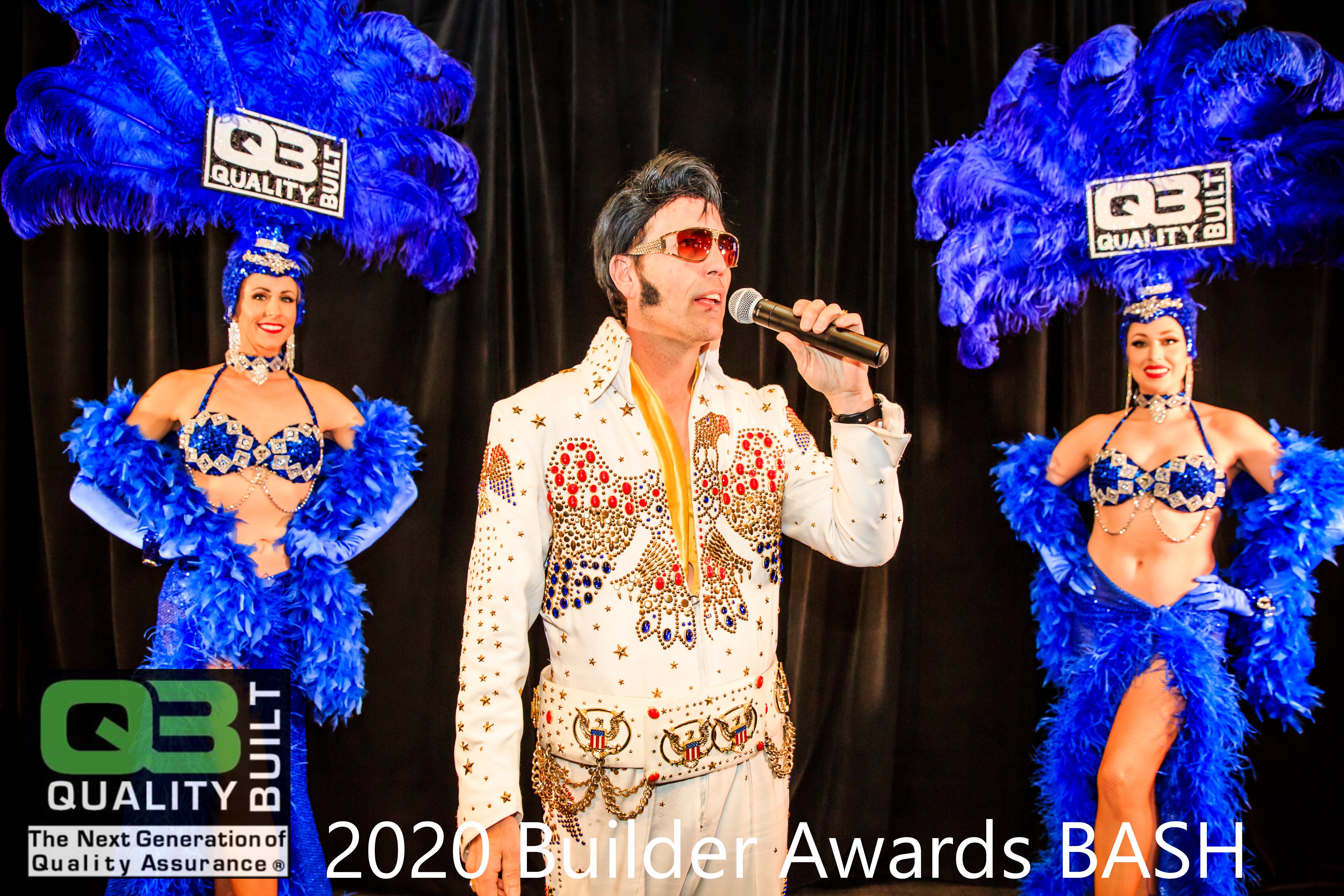 Elvis and Showgirls at QB Builder Awards Bash