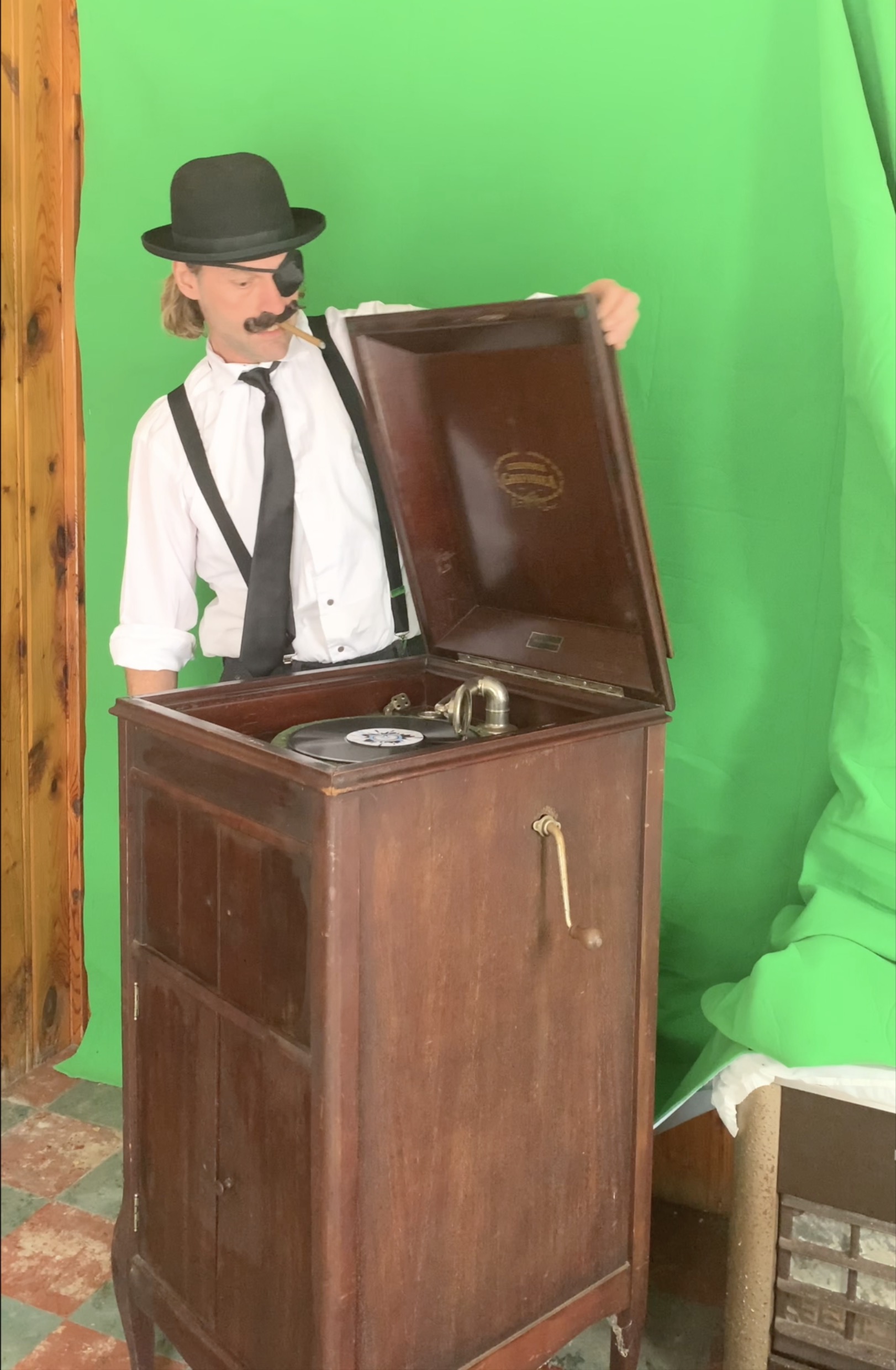 Jason Eldridge in 1920's garb from a scene in Smash Mob's Oo La La music video/short film