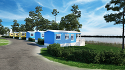 The property has 21 Deluxe Waterfront Cabins, or “tiny houses,” offering hotel-level amenities and beautiful views of Currituck Sound.