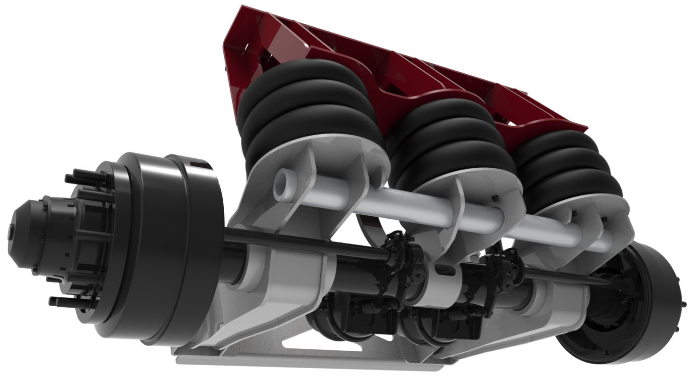 The TR50-HDT offers trailer OEMs the highest capacity and range of articulation available in any air suspension.