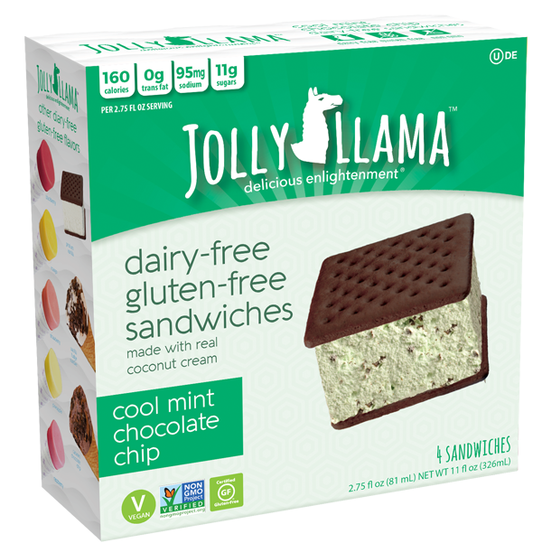 Dairy-Free Gluten-Free Cool Mint Chocolate Chip Jolly Llama® Sandwich