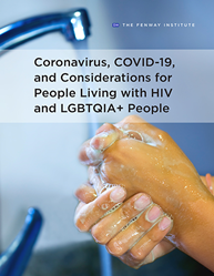 An image of the cover of the brief on COVID-19 and People Living with HIV and LGBTQIA+ People