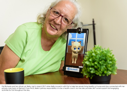 Pat Richards and her virtual cat, Bella, met in March 2017 when Bella moved in with Pat to help her remain living healthy at home and stay connected with her primary care team at Element Care PACE.