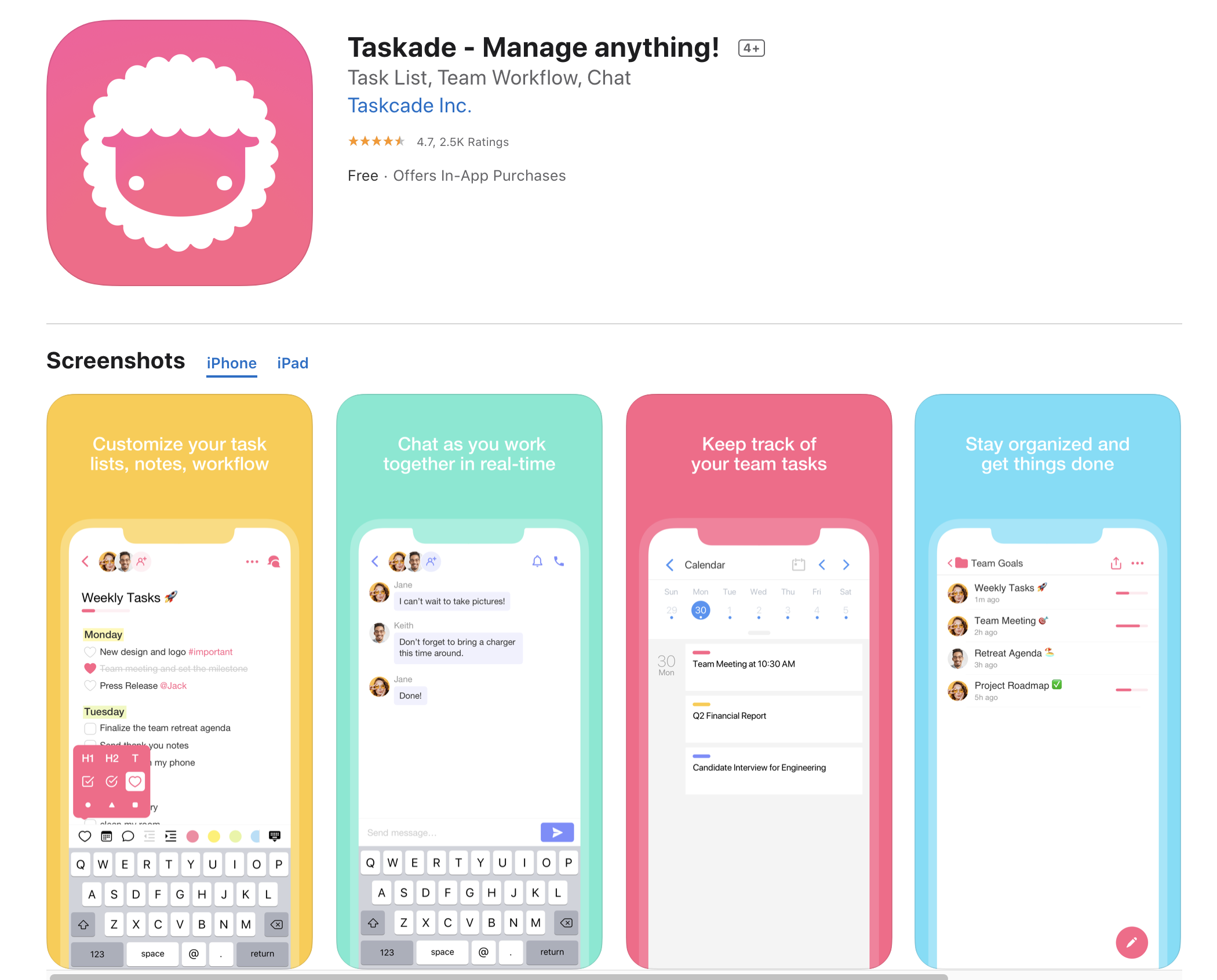 Taskade for Mobile iOS and Android Syncing in Real-time