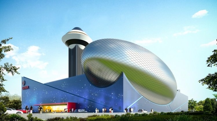 Gravity-free zone included: The GUHEM features 154 interactive installations, aerospace learning centers – for lectures on the solar system and galaxies – and vertical wind tunnels. (artist rendering)