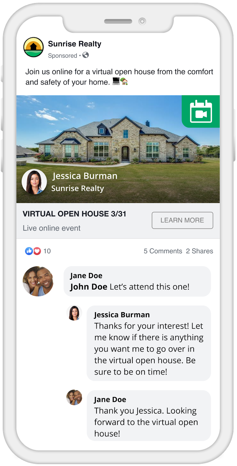 Virtual open house example ad
