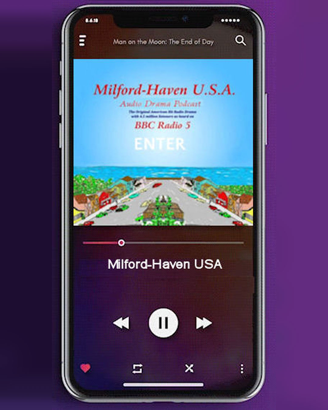 Milford-Haven USA Podcast on phone