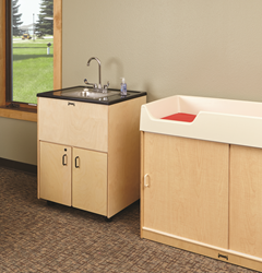 Jonti-Craft Portable sink shown in a daycare setting.