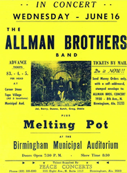 Authentic 1970 and 1971 Birmingham, Alabama Allman Brothers  Concert Posters