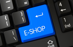 E-shop on a blue key on the keyboard