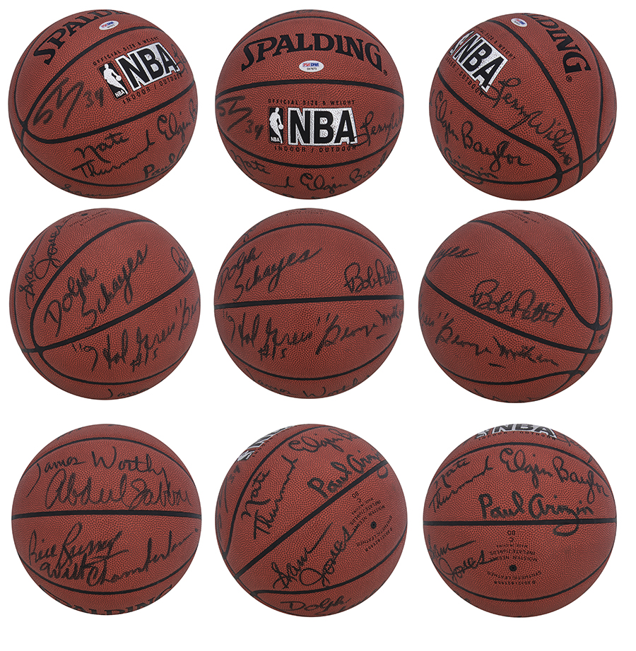 The signatures on the set represent the individuals selected as the 50 Greatest Players in NBA history for the NBA’s Golden Anniversary season in 1996-97.