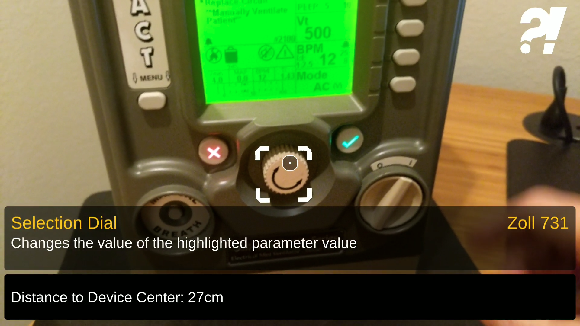 HookBang's AI identifying and describing each component of the ventilator.