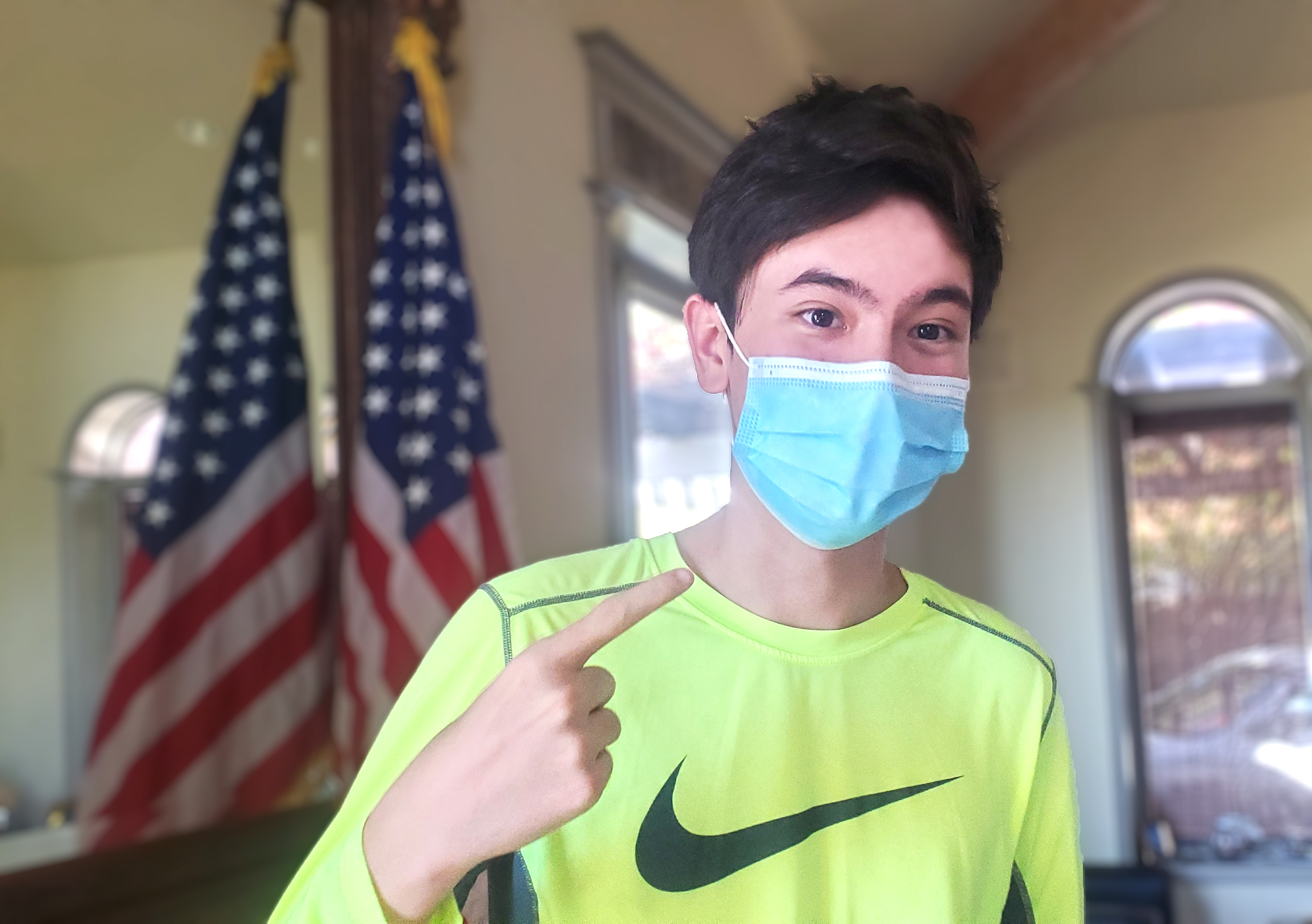 Hollywood Upcoming Teenage Talent Alex Nia Wearing Face Mask and donating children face masks