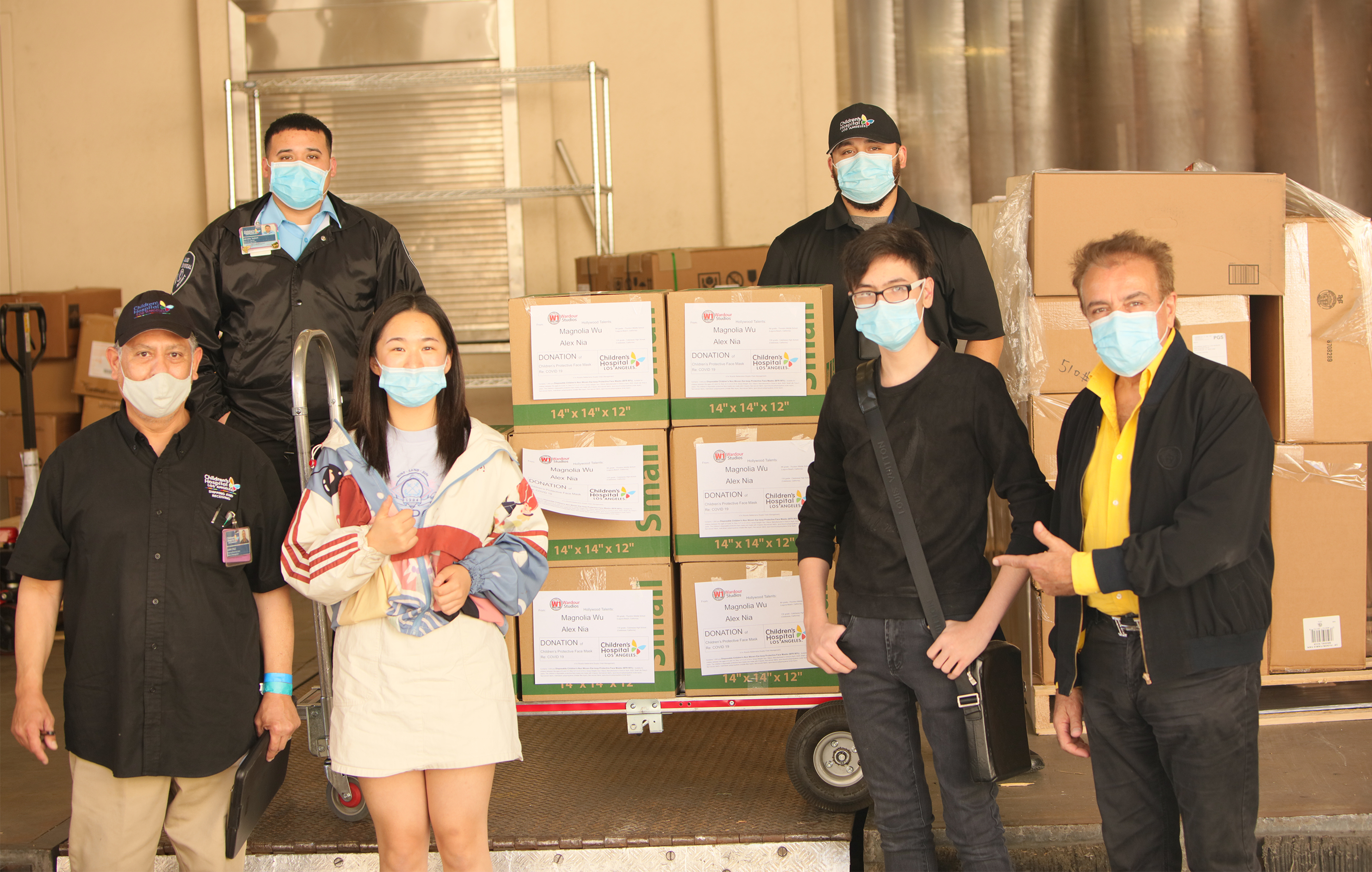 Wardour Studios Talents Alex Nia and Magnolia Wu donating masks to Children Hospital Los Angeles