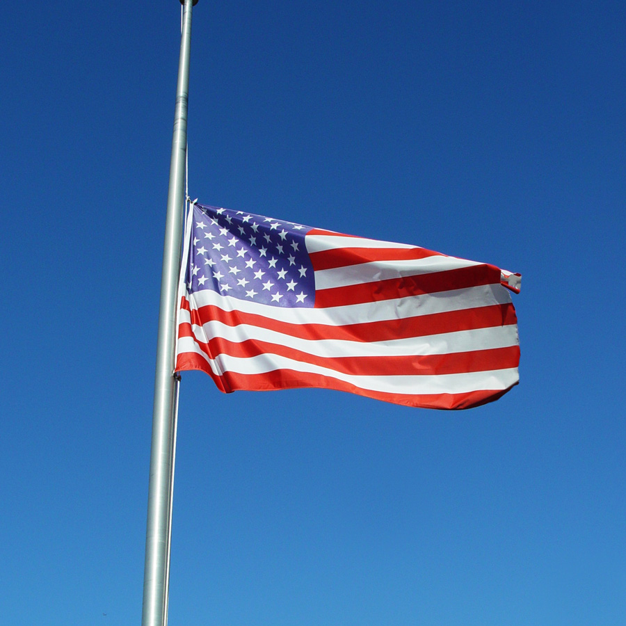 On Memorial Day, fly your U.S. flag at half-staff from sunrise until noon to honor the veterans who have died. Raise your U.S. flag to full staff at noon until sunset to honor living veterans.