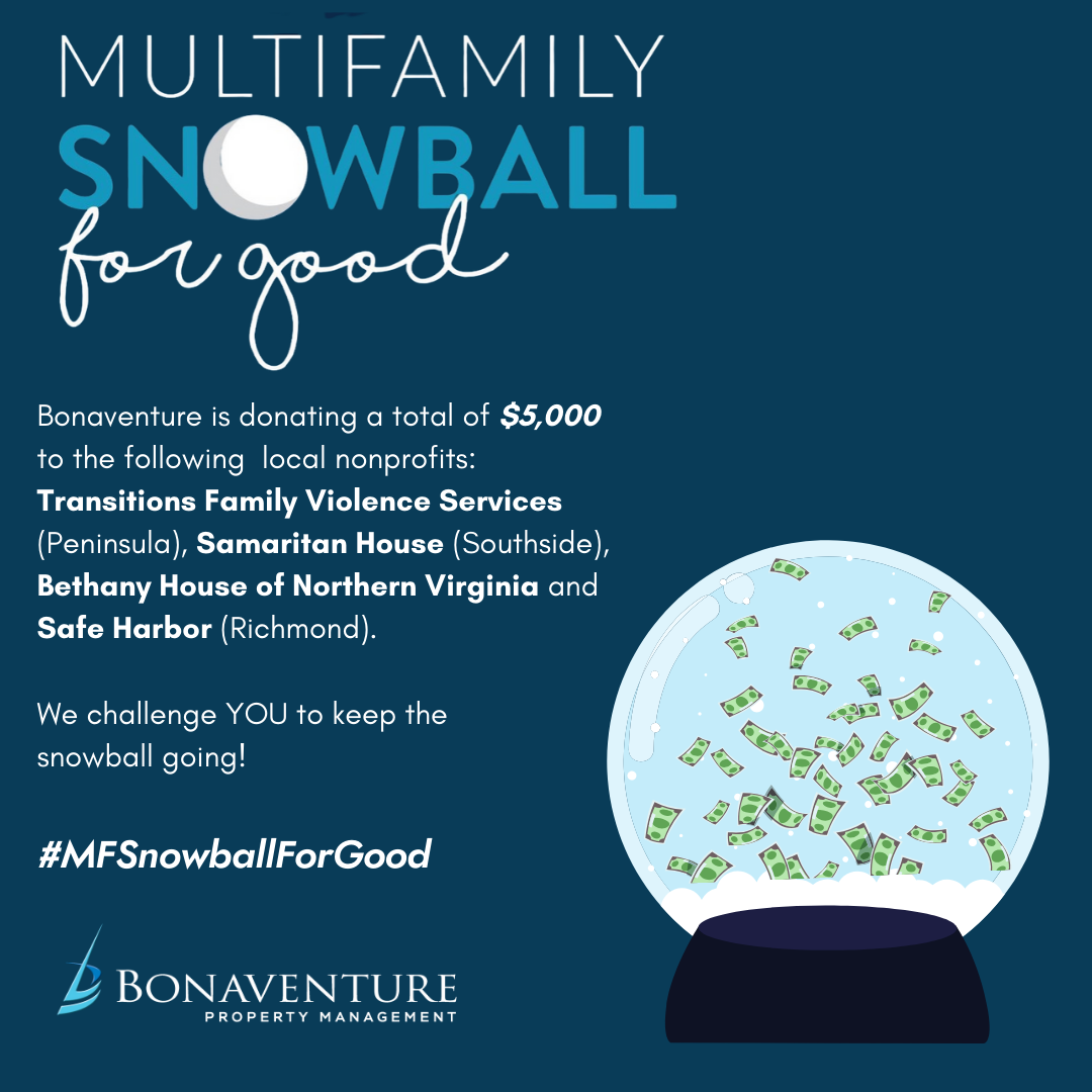 Bonaventure Property Management Accepts Drucker + Falk's Multifamily Snowball for Good Challenge