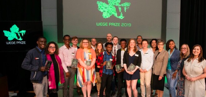 Scenes from the 2019 edition of the Wege Prize Awards, which recognize university students collaborating globally to redesign how economies work. (Photo courtesy KCAD)