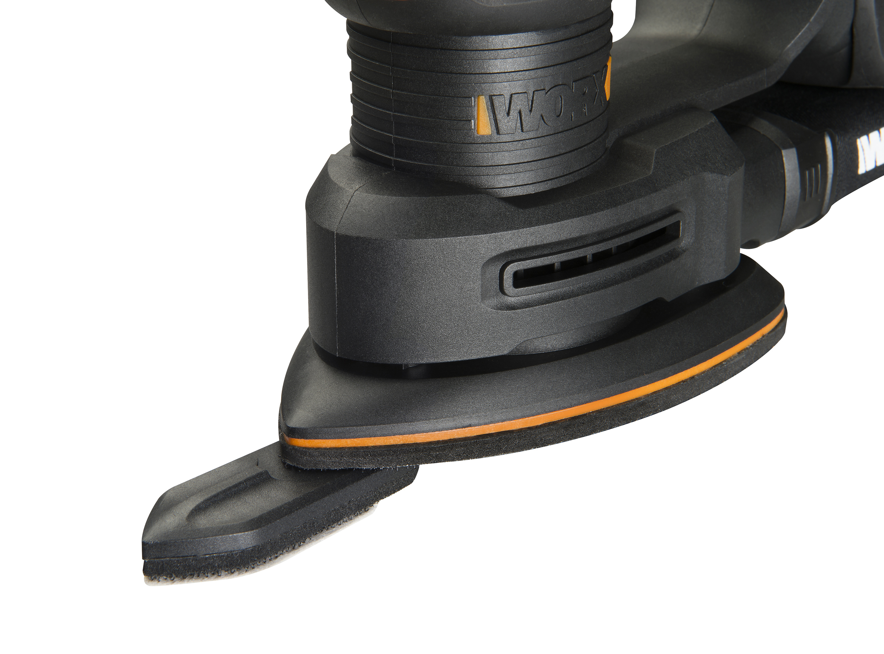 WORX 20V Power Share Detail Sander with finger sanding attachment in place.