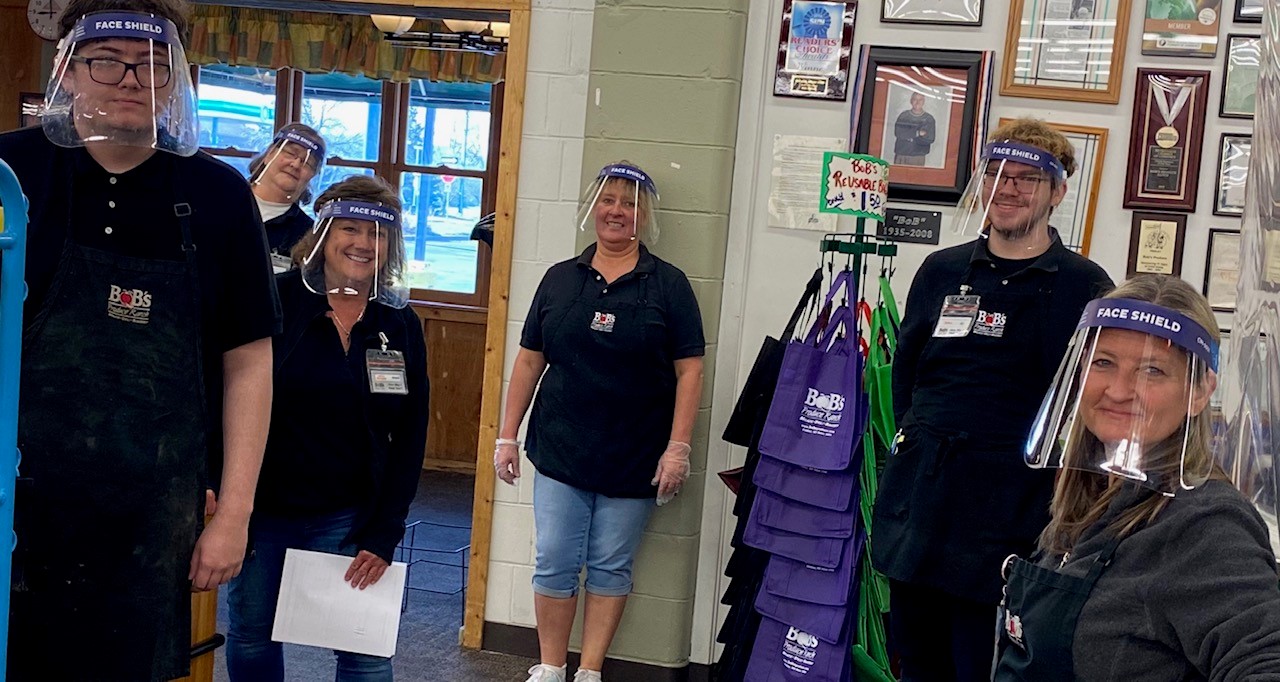 Bob's Produce Ranch employees wearing Summit Medical face shields.
