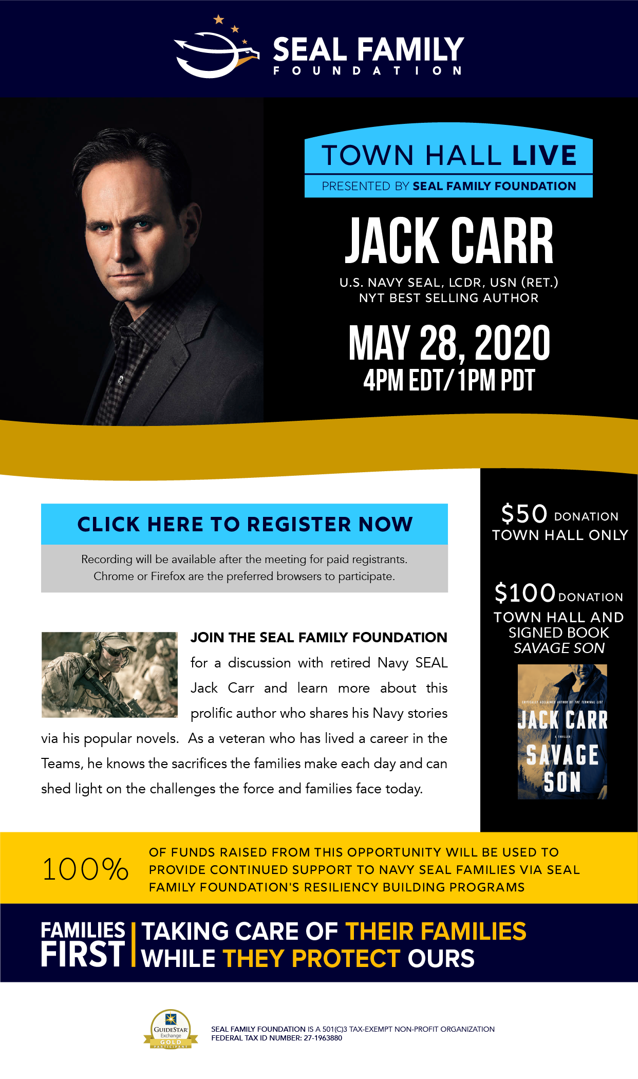 Town Hall Live with Jack Carr in support of the SEAL Family Foundation.  May 28, 2020