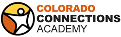 Star person in circle with orange and yellow background. Colorado Connections Academy is to the right.