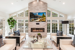 Living room of luxury home in the hills of Los Gatos, California